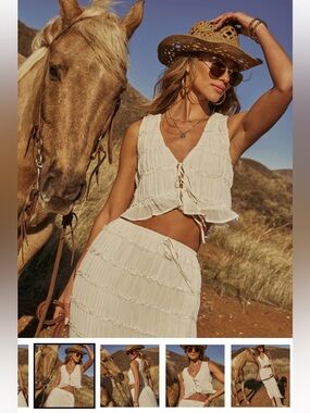 Vici Cream Ruffled Two-Piece Skirt Set